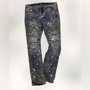 True luck double knee faded double knee stretch denim jeans mens 36/34